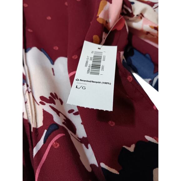 NEW OLD NAVY Burgundy Floral Boho Peasant Top Blouse Tunic Large Flowy Tucks - Picture 4 of 9